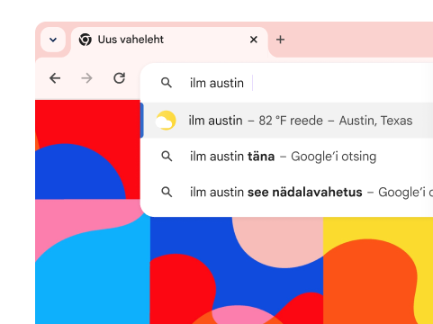 Otsing „ilm austin“ kuvab tulemuse, et reedel on 82°.