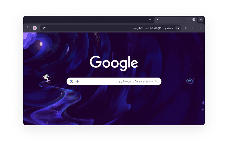 یک میانای کاربری انتزاعی Chrome با نمادهایی که دسته‌های مختلف افزونه‌های مرورگر را نشان می‌دهند احاطه شده است. نمادها نشان‌دهنده «خرید»، «سرگرمی»، «ابزارها»، «هنر و طراحی»، و «دسترس‌پذیری» هستند.
