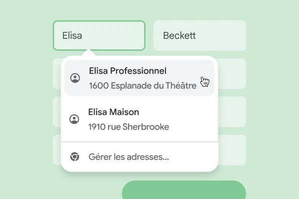 Un utilisateur peut saisir instantanément son nom et son adresse dans un formulaire à l'aide du remplissage automatique.