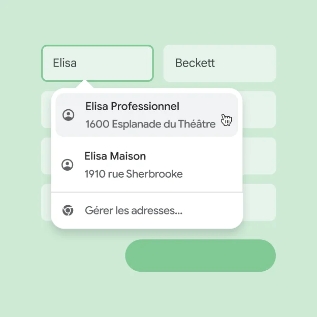 Un utilisateur peut saisir instantanément son nom et son adresse dans un formulaire à l'aide du remplissage automatique.