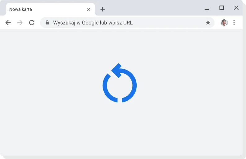 Interfejs użytkownika Chrome z ikoną instalowania aktualizacji