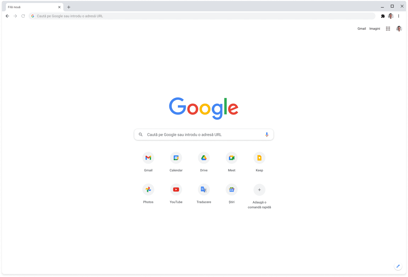 Fereastra browserului Chrome afișând site-ul Google.com.