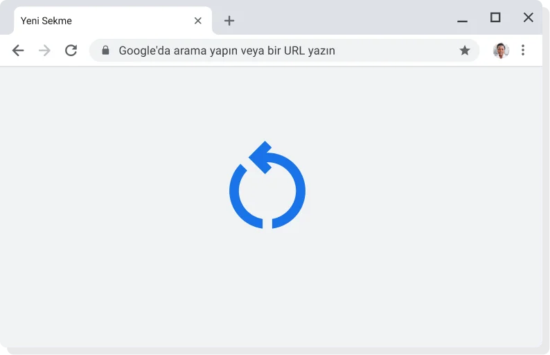 Güncelleme uygulanıyor simgesi olan Chrome kullanıcı arayüzü